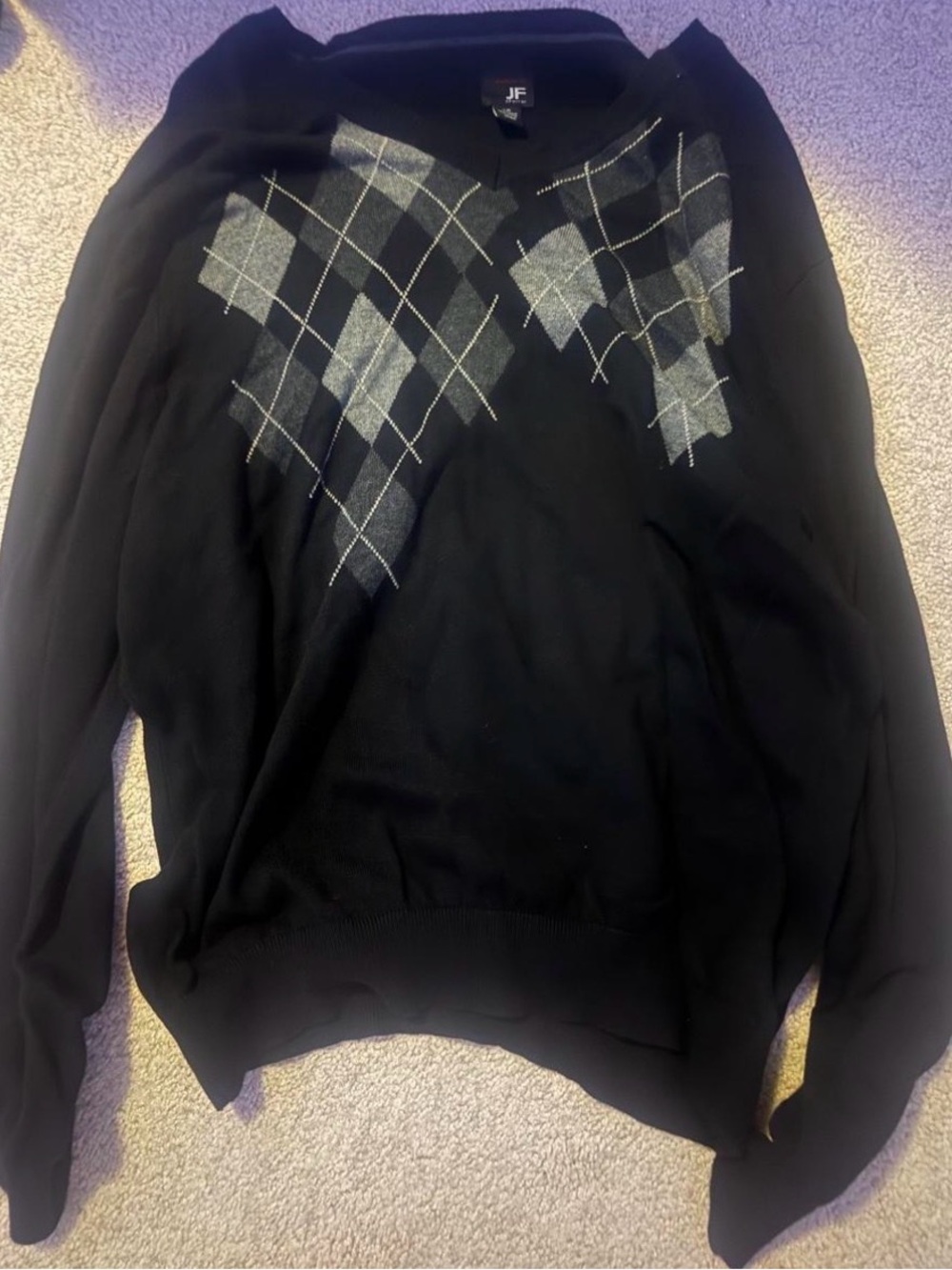 Black Argyle V-Neck Sweater